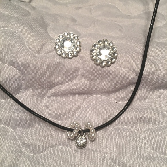 Necklace & earrings set custom made leather cord - Picture 5 of 8